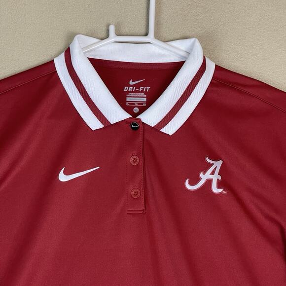 Nike Polo Shirt Womens XL Red Alabama Crimson Tide Performance Dri‎ Fit Stretch - Picture 2 of 11